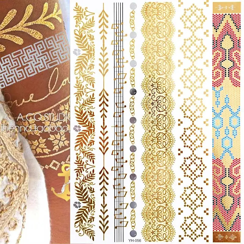 Gold Feather Temporary Tattoo