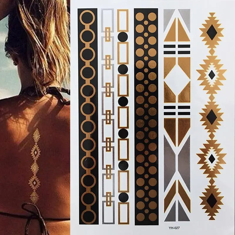 Gold Feather Temporary Tattoo