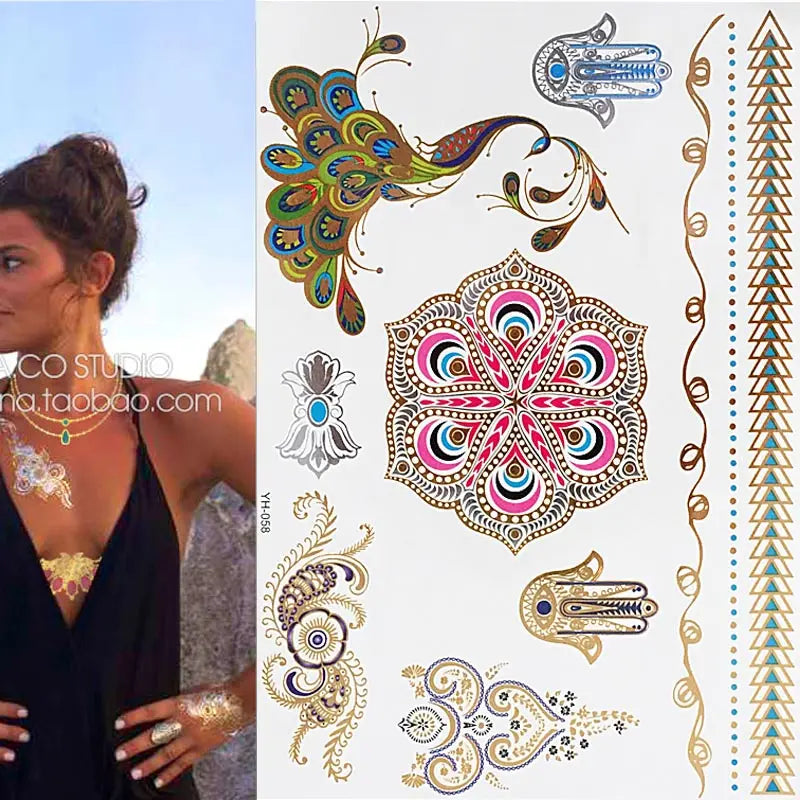 Gold Feather Temporary Tattoo