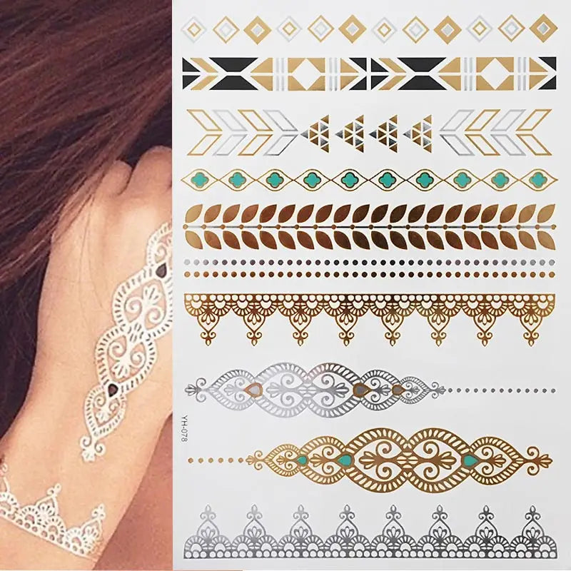 Gold Feather Temporary Tattoo