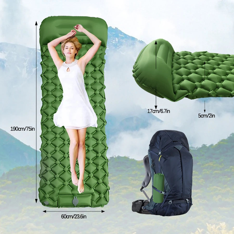Inflatable Sleeping Pad with Pillow