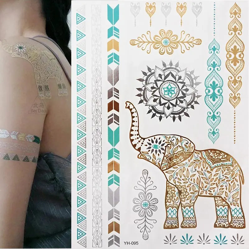 Gold Feather Temporary Tattoo