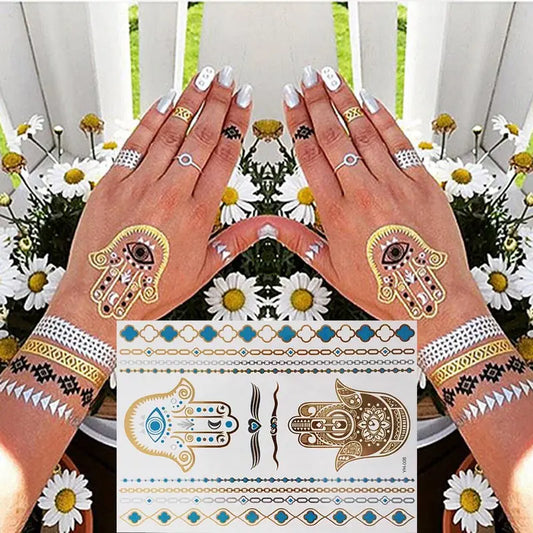 Gold Feather Temporary Tattoo