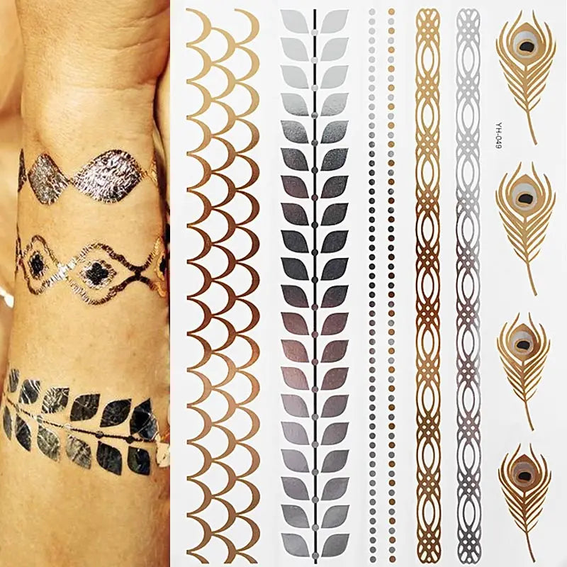 Gold Feather Temporary Tattoo
