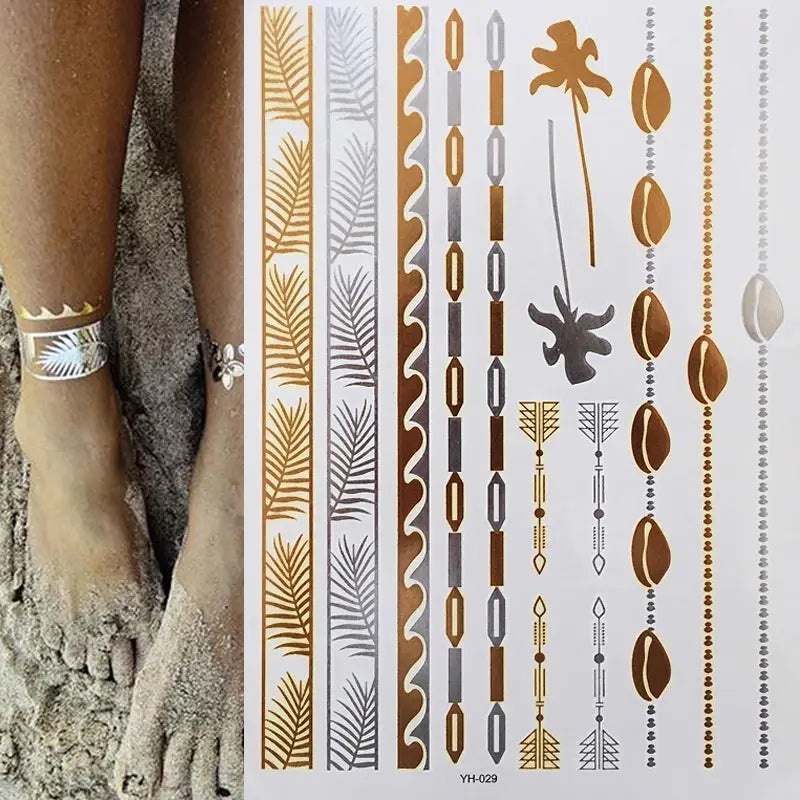 Gold Feather Temporary Tattoo
