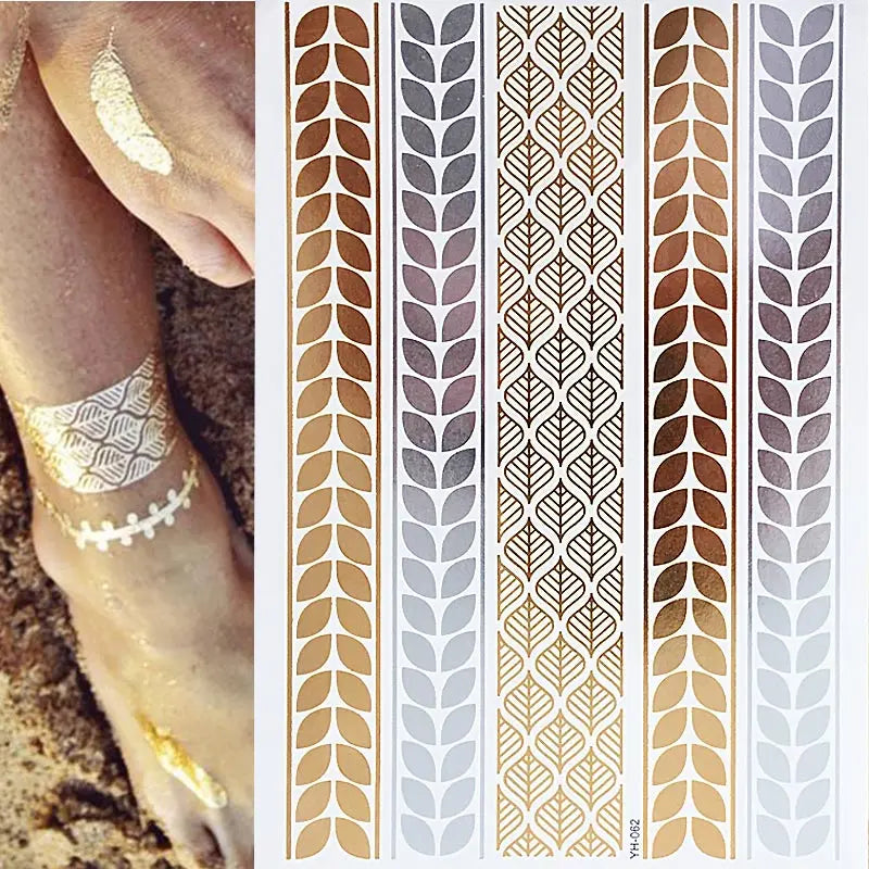 Gold Feather Temporary Tattoo