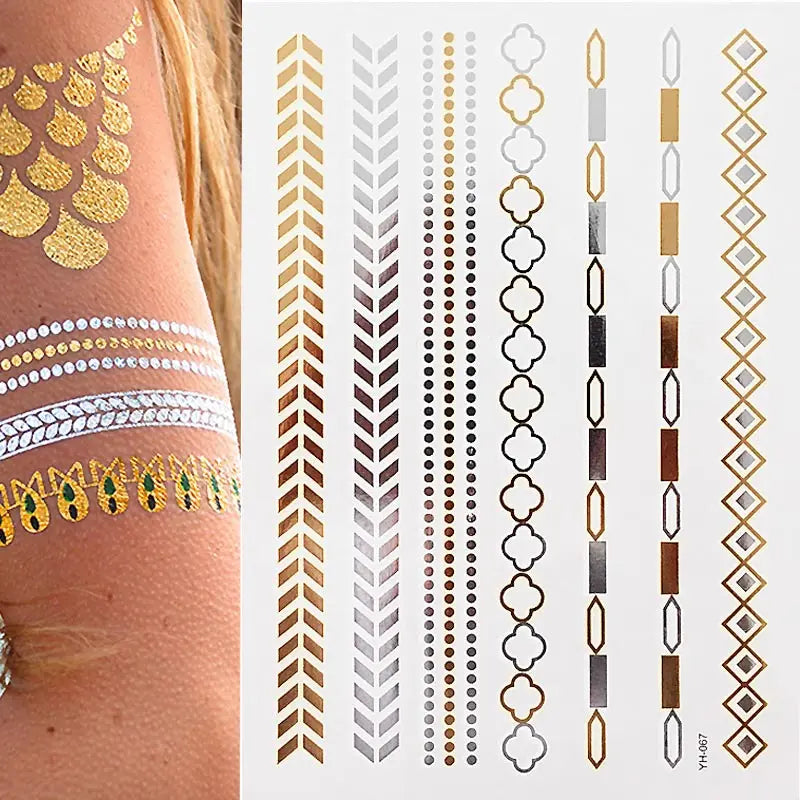 Gold Feather Temporary Tattoo