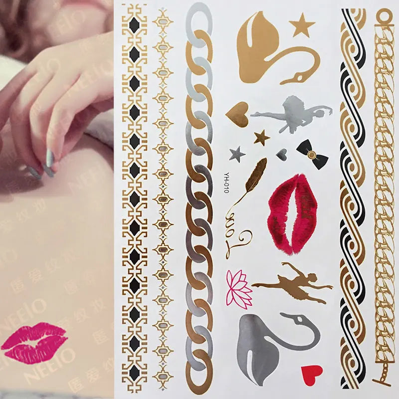 Gold Feather Temporary Tattoo