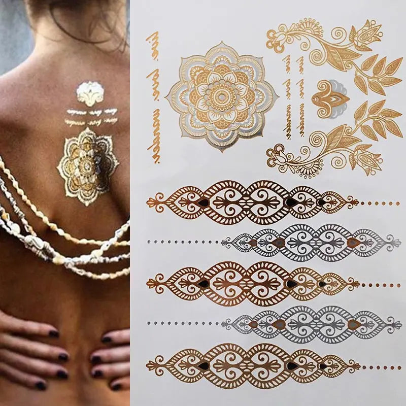Gold Feather Temporary Tattoo