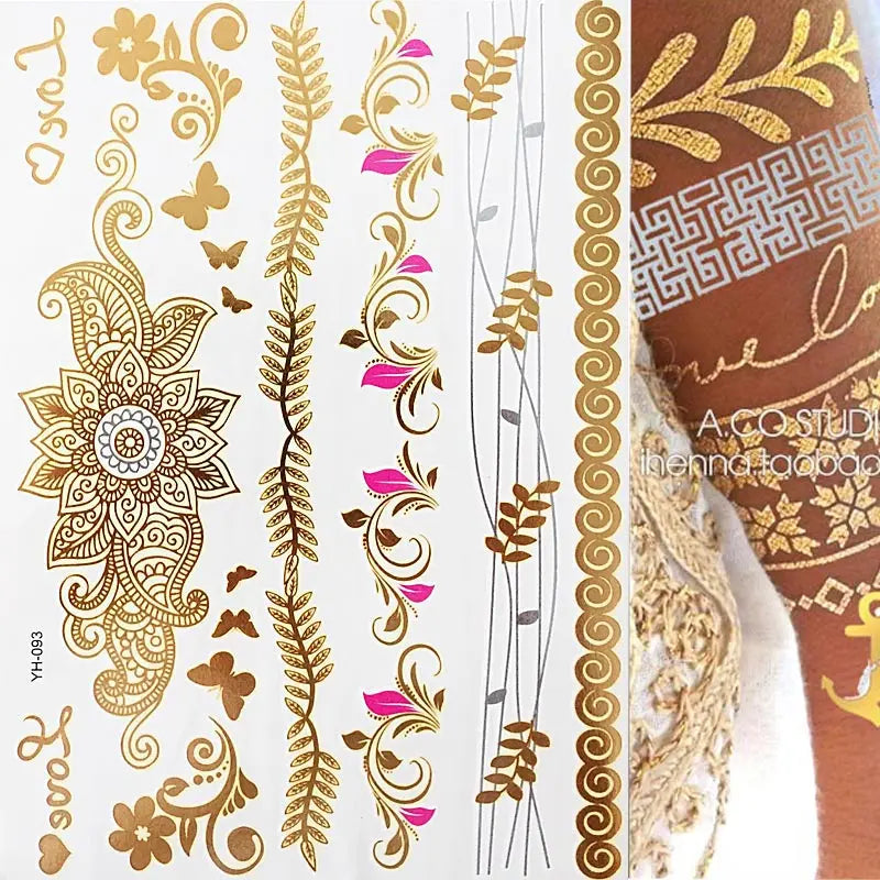 Gold Feather Temporary Tattoo