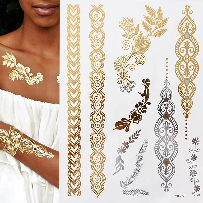 Gold Feather Temporary Tattoo