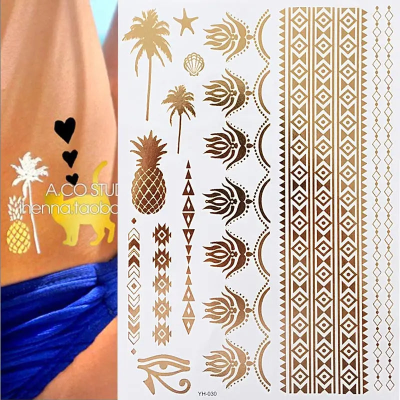 Gold Feather Temporary Tattoo