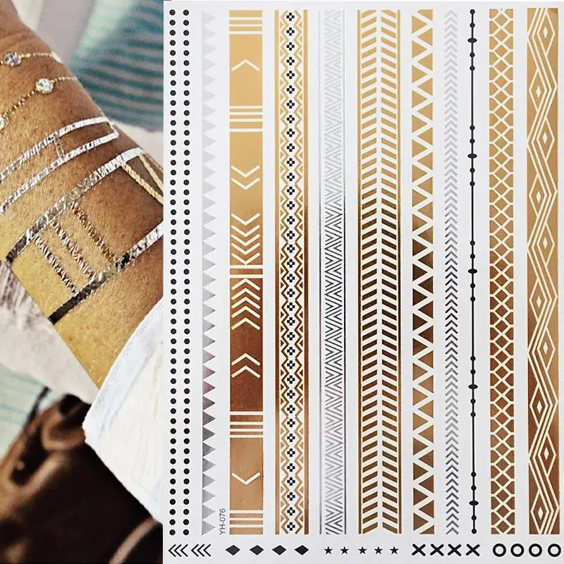 Gold Feather Temporary Tattoo