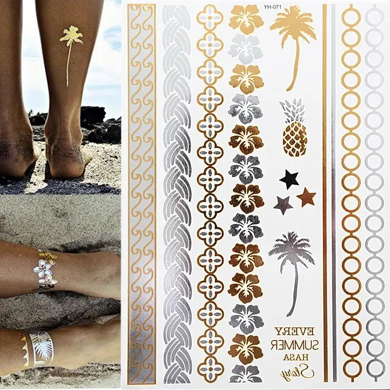Gold Feather Temporary Tattoo
