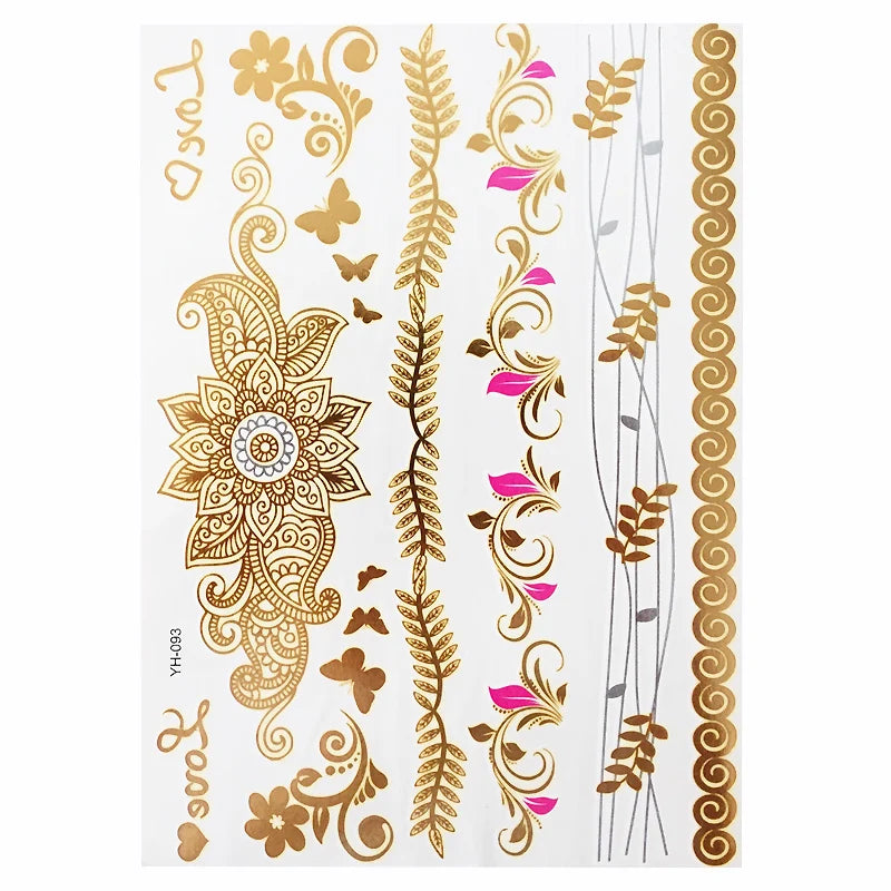 Gold Feather Temporary Tattoo