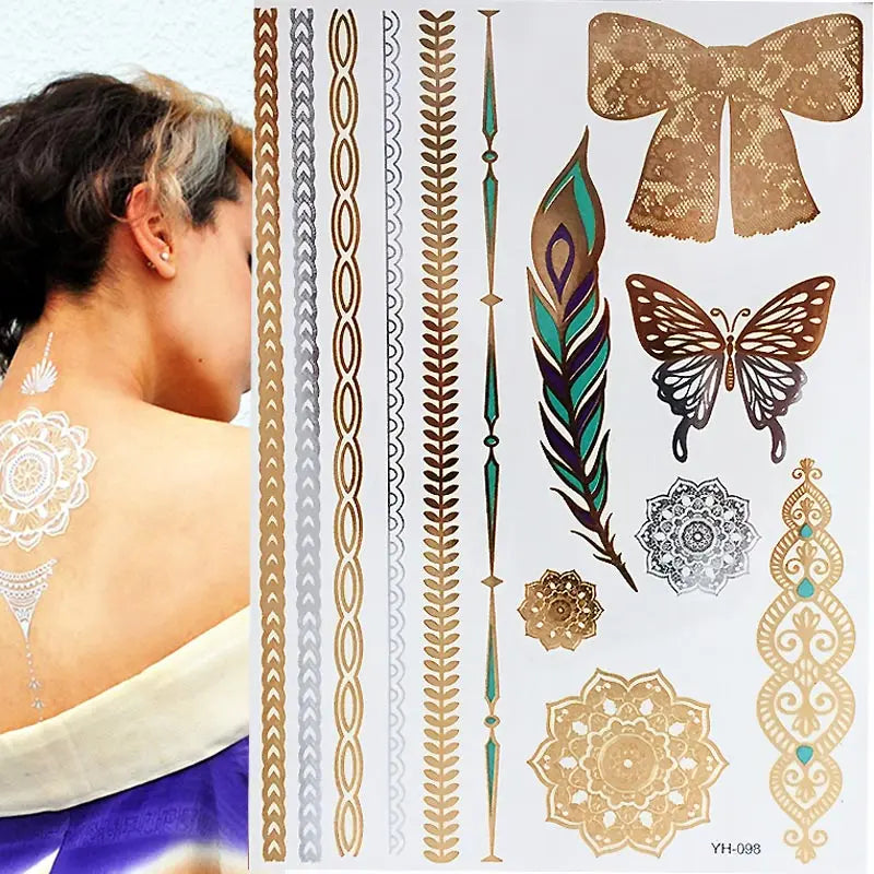 Gold Feather Temporary Tattoo