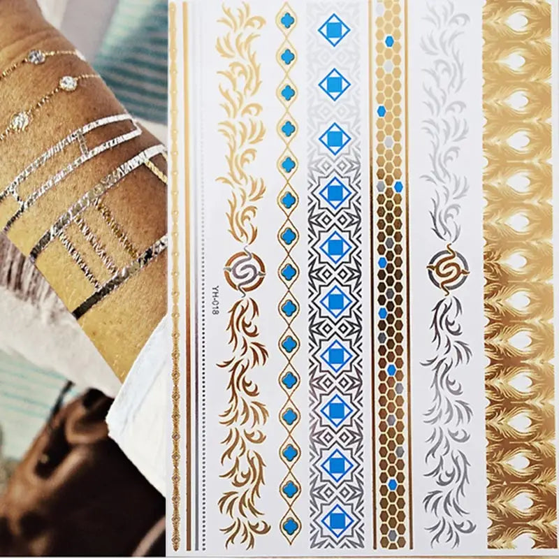 Gold Feather Temporary Tattoo