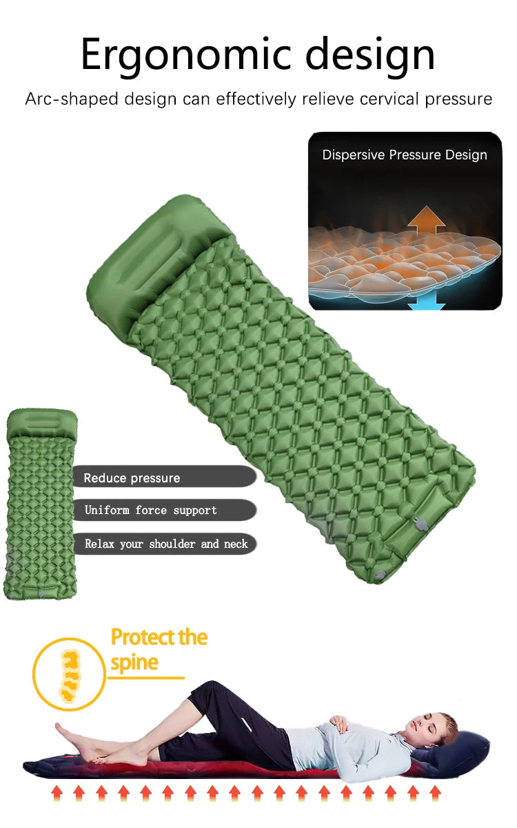 Inflatable Sleeping Pad with Pillow