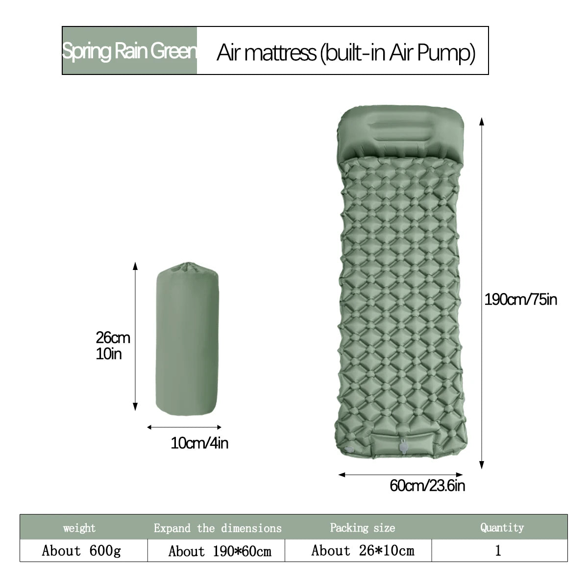 Inflatable Sleeping Pad with Pillow
